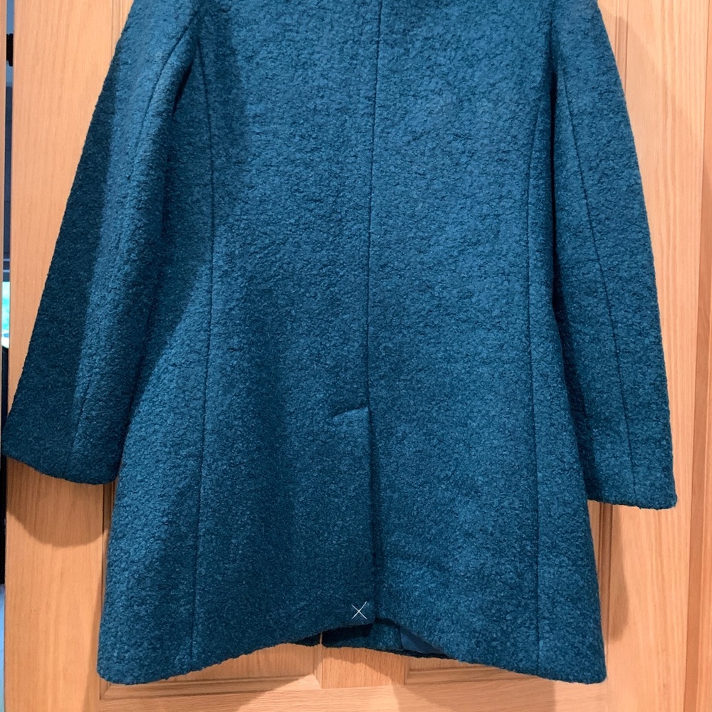NWOT | LOFT Turquoise Teal Blue Boucle Wool Coat - Picture 2 of 8